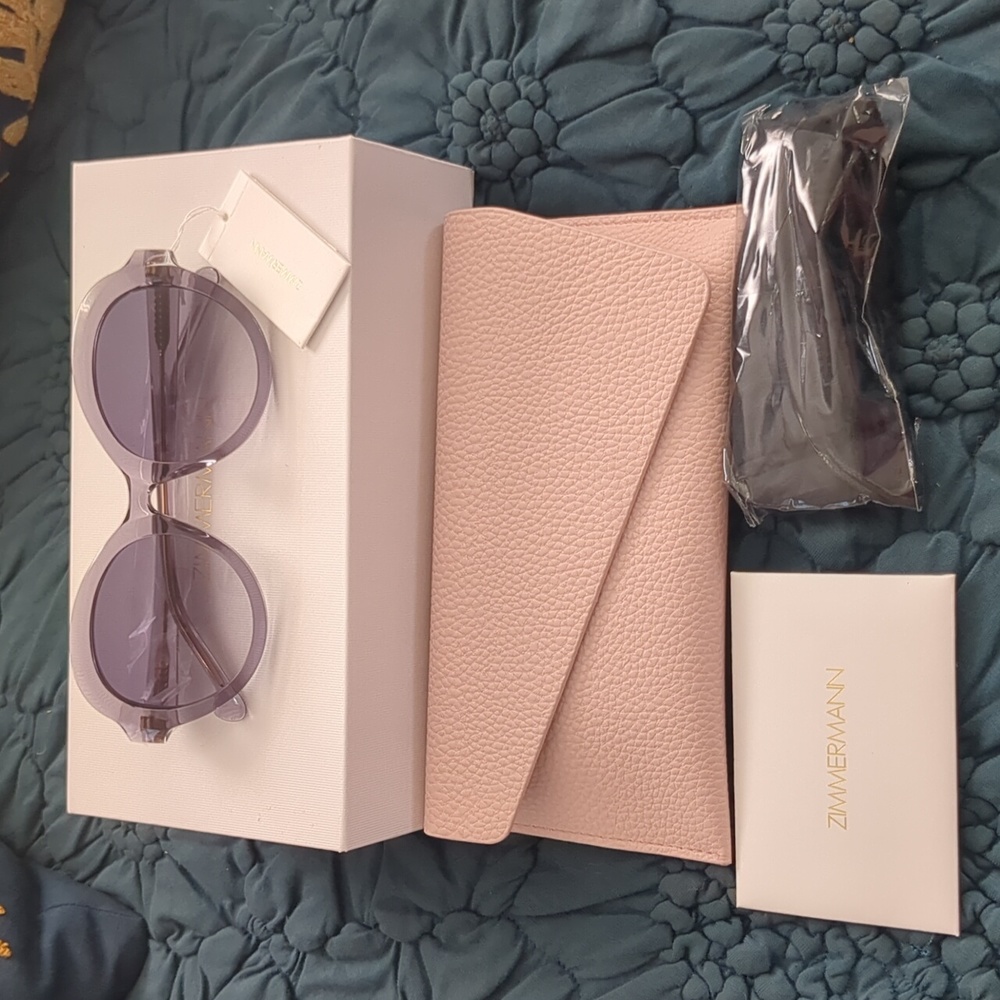 Zimmermann Amélie Butterfly Sunglasses  Foundry Grey New Box Case Cloth Papers